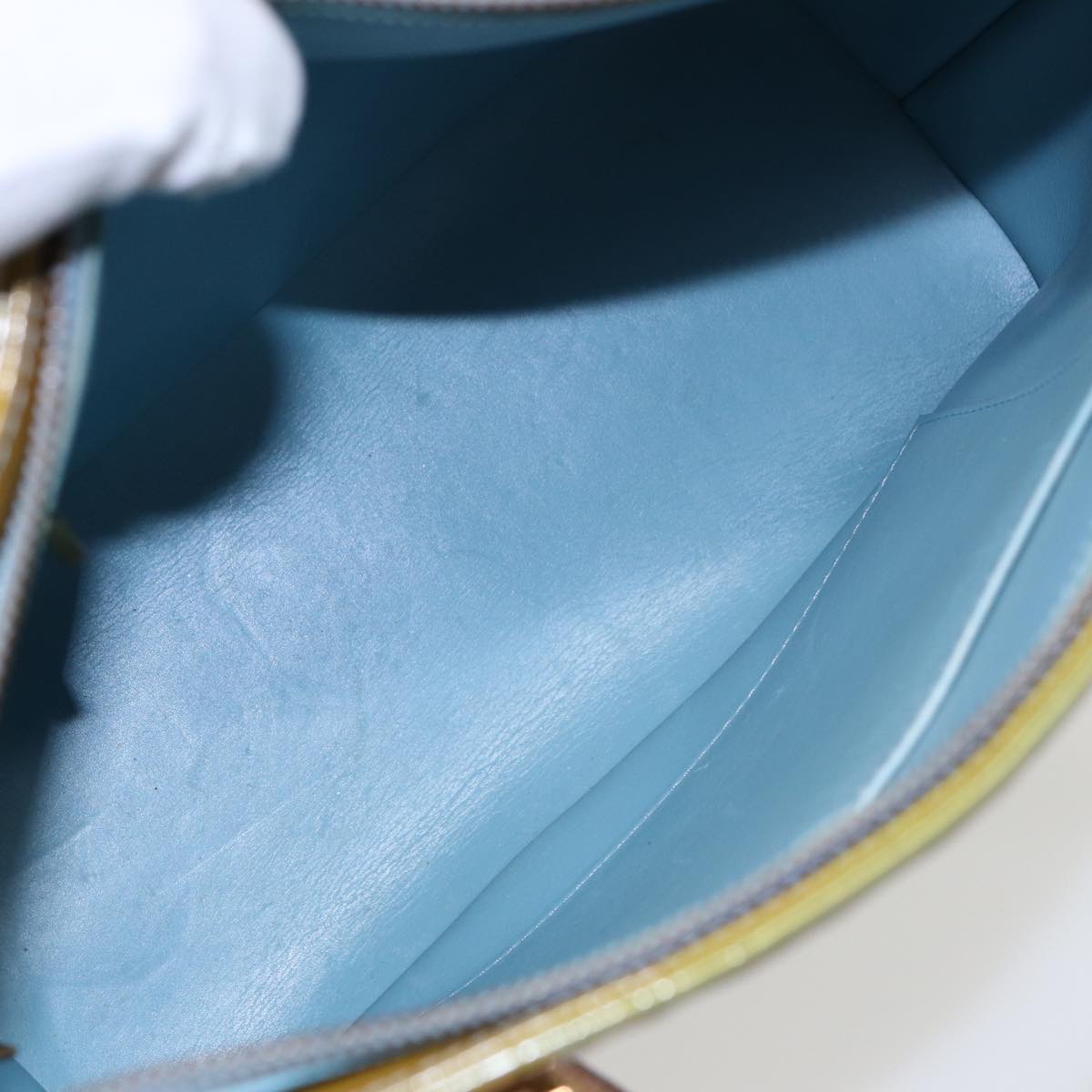 LOUIS VUITTON Monogram Vernis Houston Hand Bag Baby Blue M91005 LV 88760