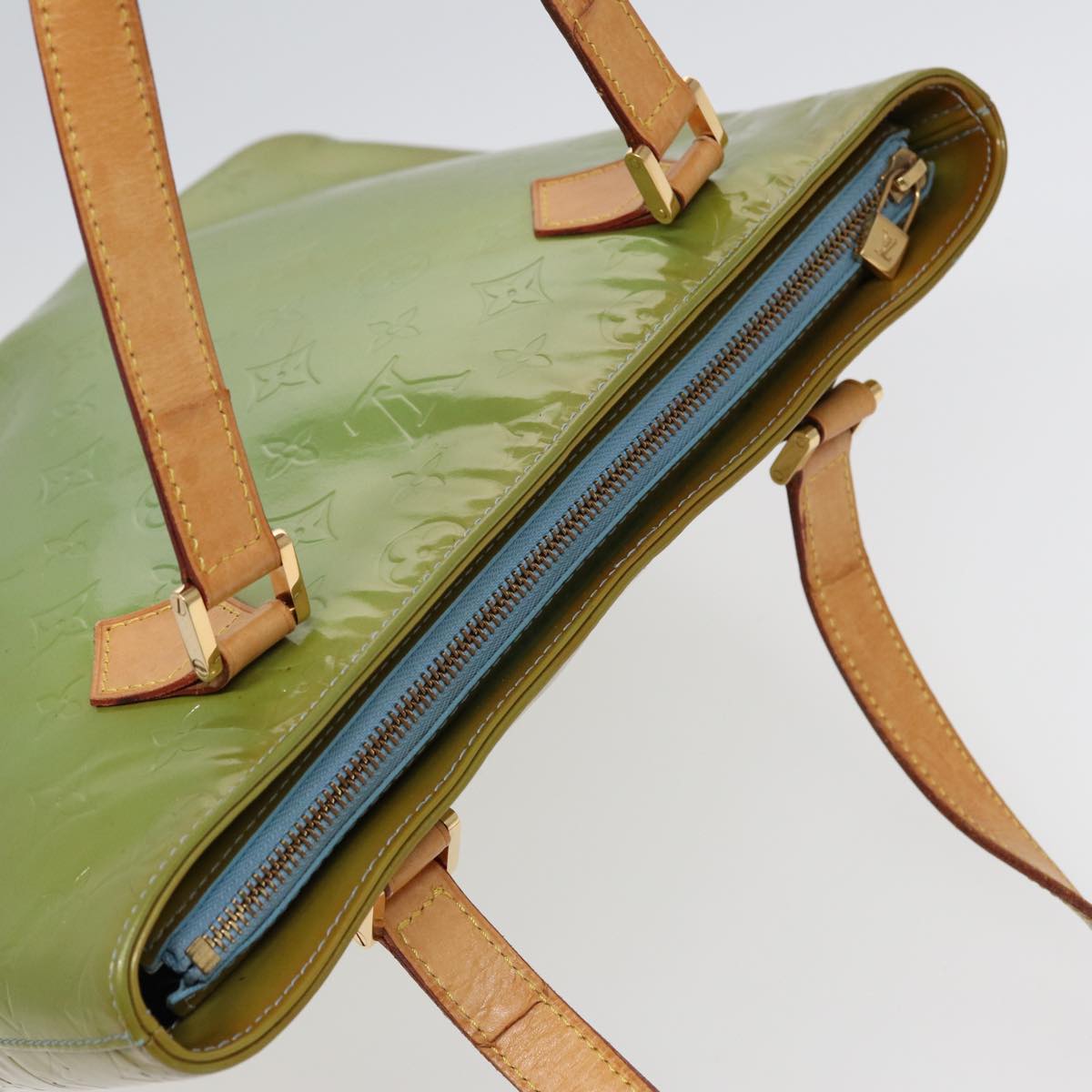 LOUIS VUITTON Monogram Vernis Houston Hand Bag Baby Blue M91005 LV 88760