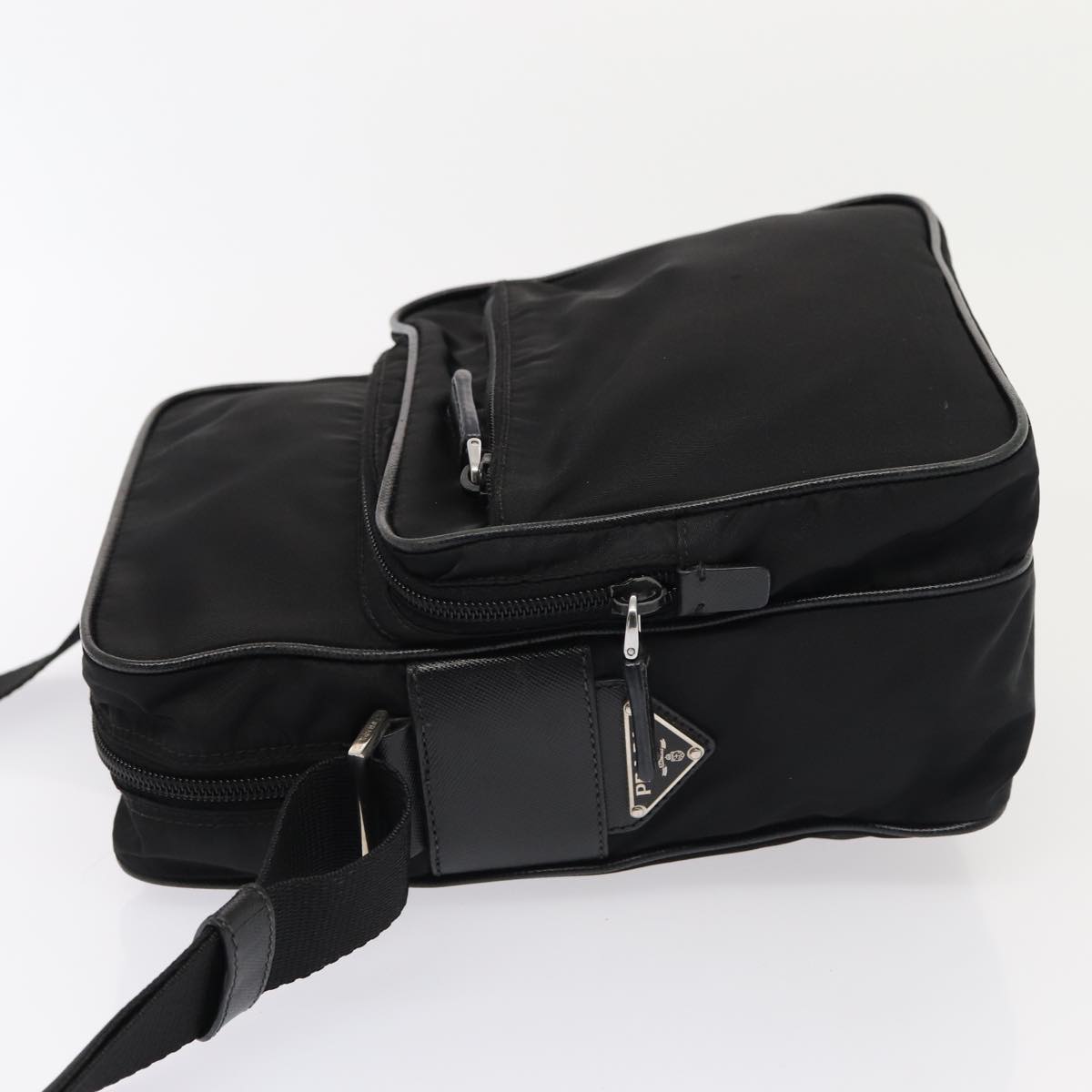 Luxury Prada Shoulder Bag Nylon Black Silver  88794