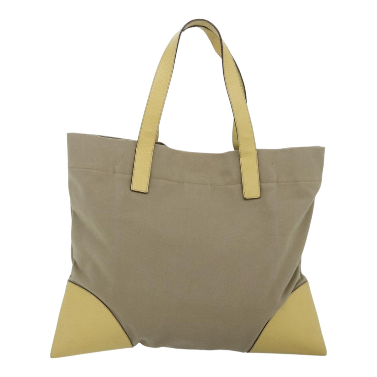 Luxury Prada Tote Bag Canvas Leather Beige Yellow  88797