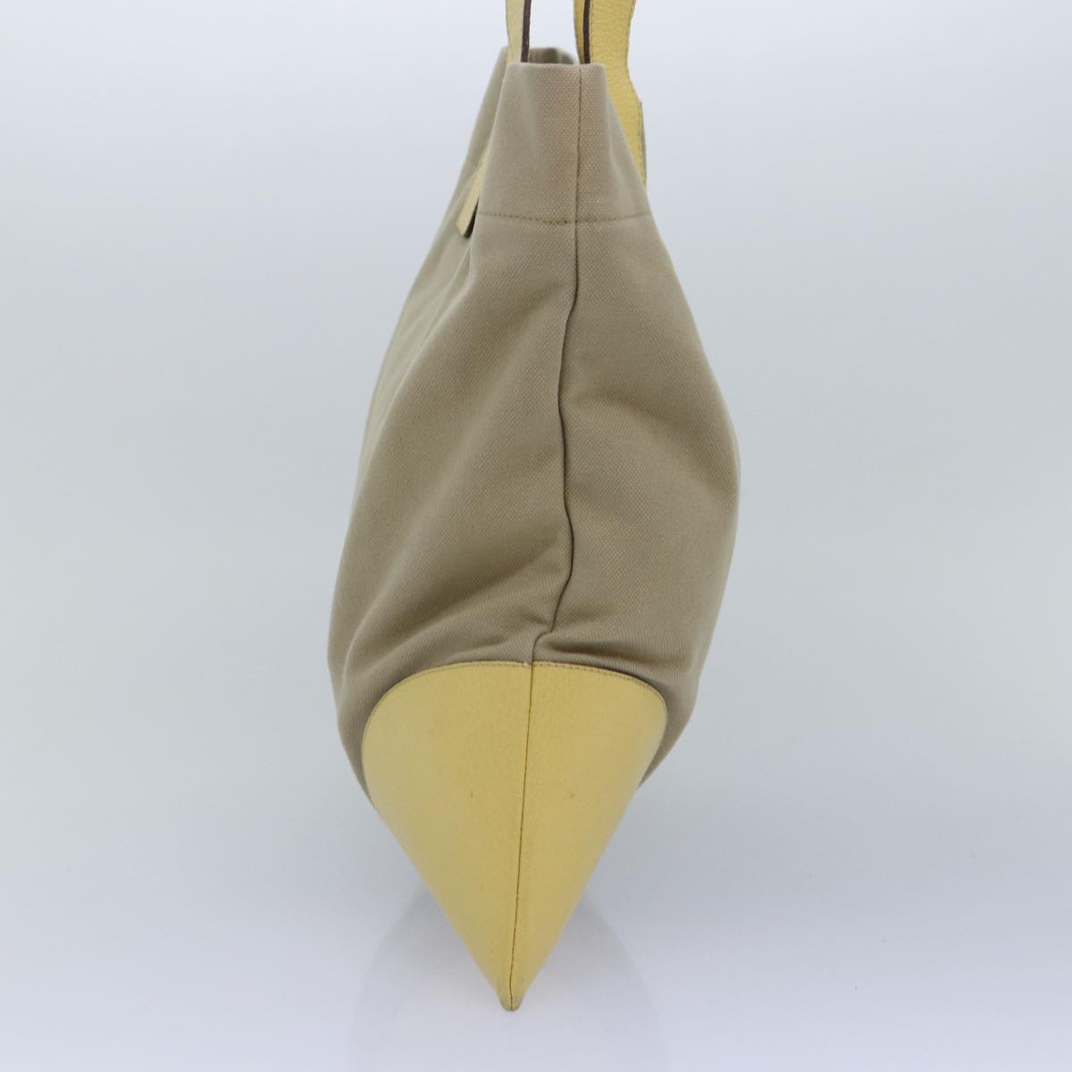 Luxury Prada Tote Bag Canvas Leather Beige Yellow  88797