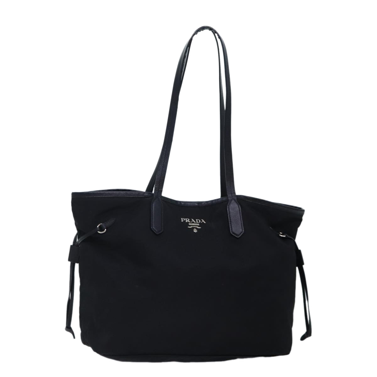 Luxury Prada Tote Bag Nylon Black Silver  88799