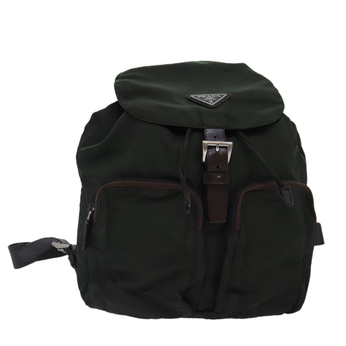 Luxury Prada Backpack Nylon Khaki Brown Silver  88801