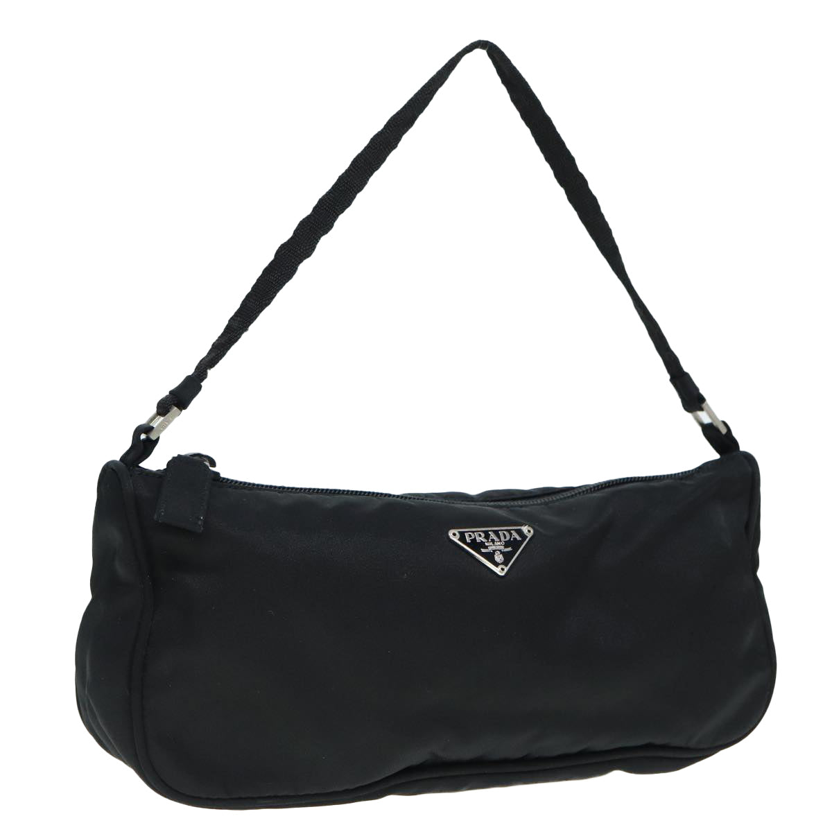 Luxury Prada Accessory Pouch Nylon Black Silver  88835