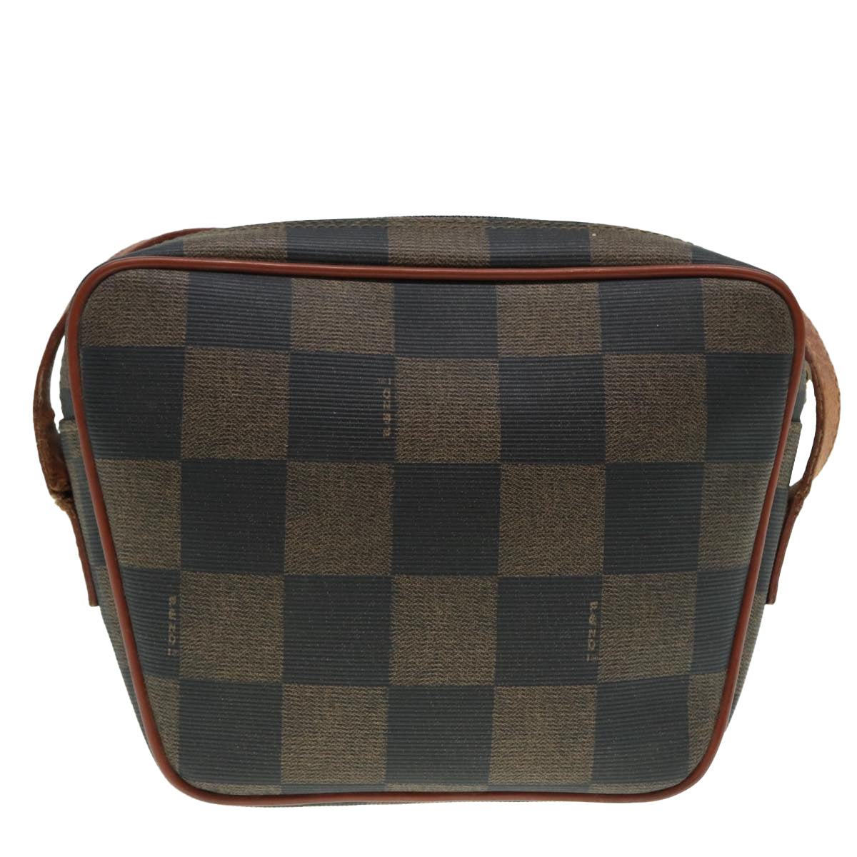 Luxury Fendi Pecan Canvas Shoulder Bag Brown Black gold88845