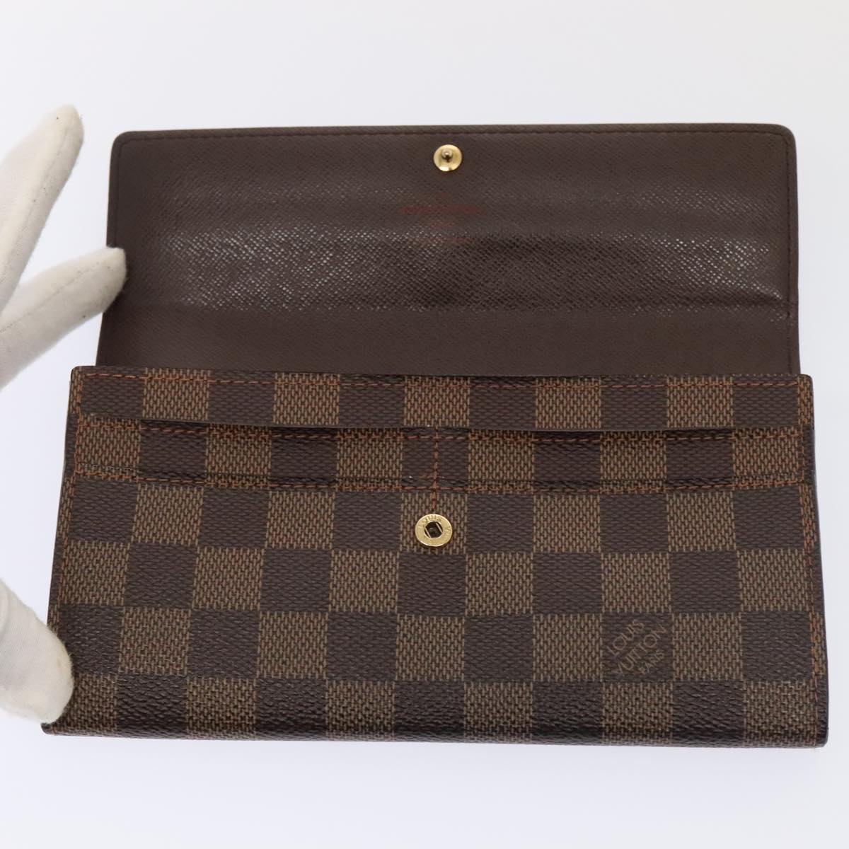 LOUIS VUITTON Damier Ebene Portefeuille Sarah Long Wallet N60491 LV 88866