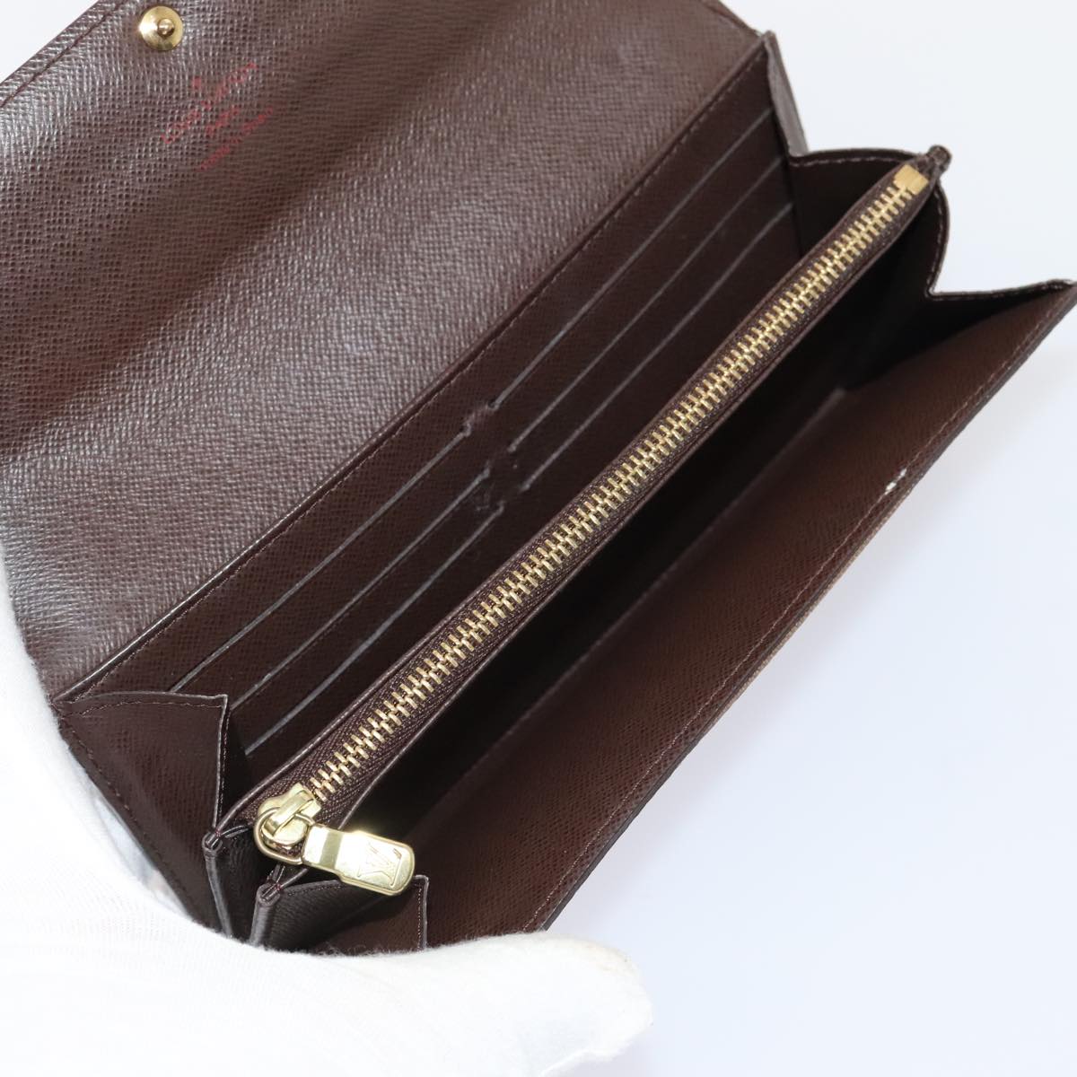 LOUIS VUITTON Damier Ebene Portefeuille Sarah Long Wallet N60491 LV 88866