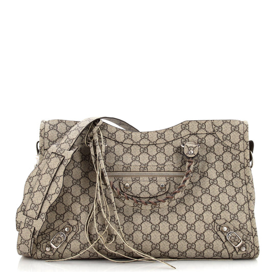 Luxury Gucci Trending 2025 x Balenciaga The Hacker Project Neo Classic City Bag GG Coated Canvas Medium