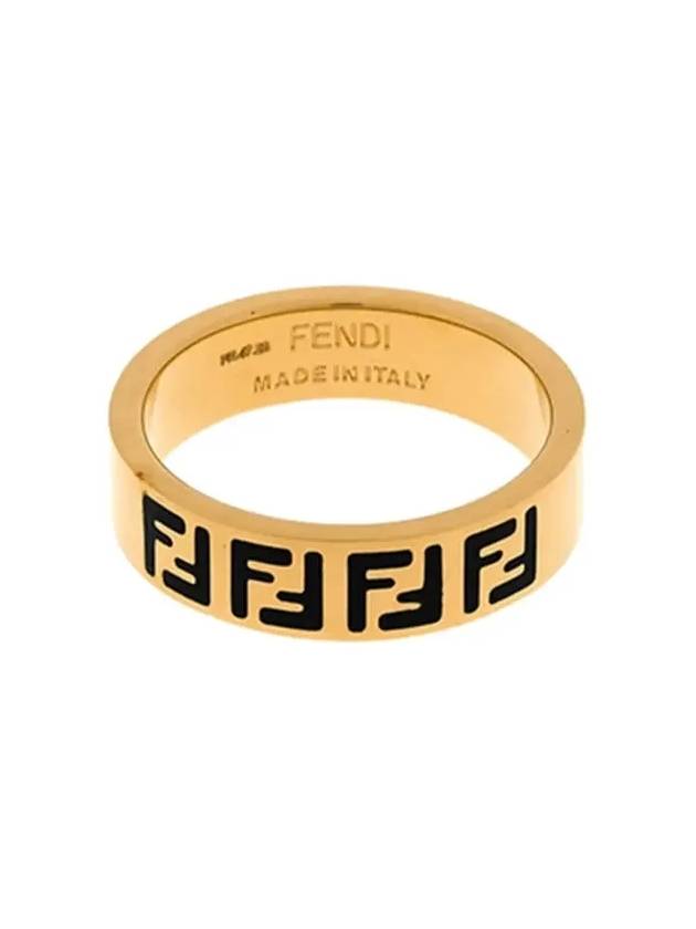 Luxury Fendi FF Logo Band Ring Gold