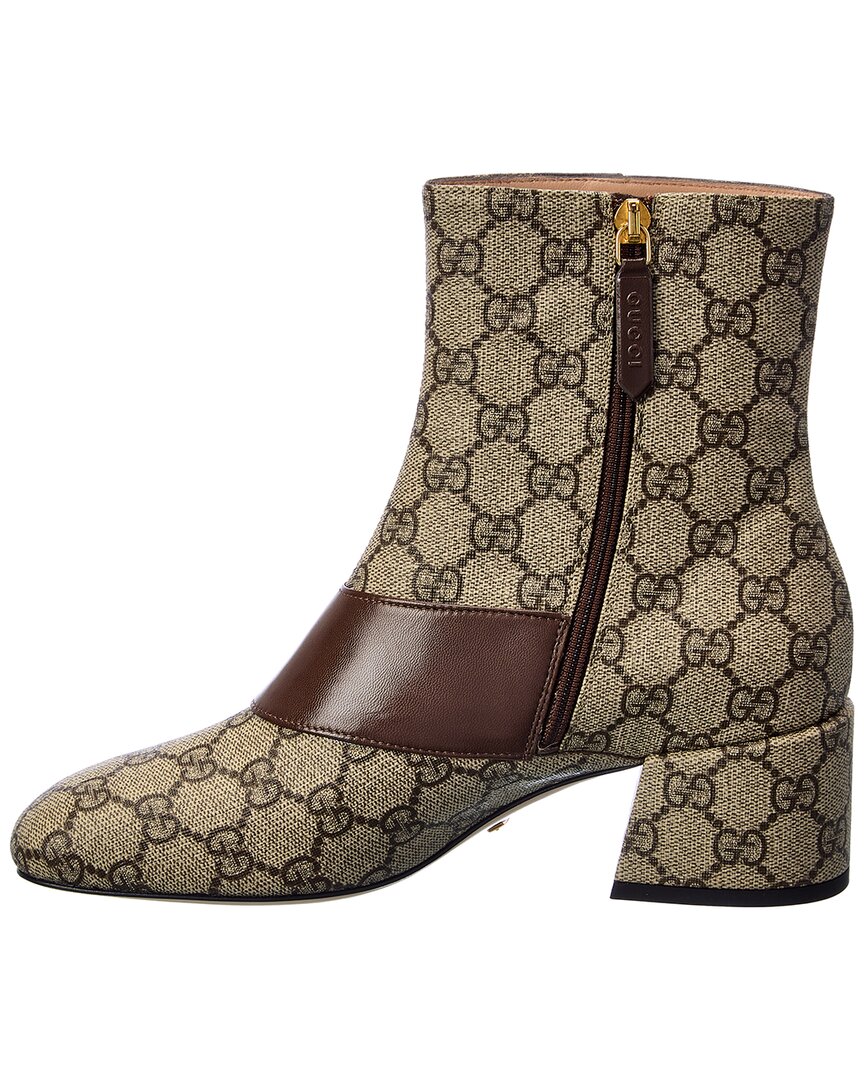 Gucci Blondie Canvas & Leather Ankle Bootie