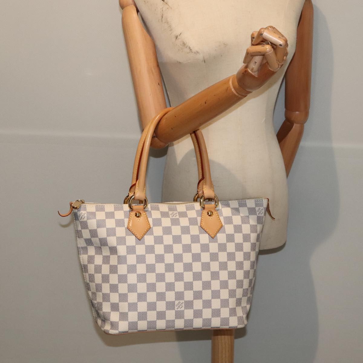 LOUIS VUITTON Damier Azur Saleya PM Tote Bag N51186 LV 88918A