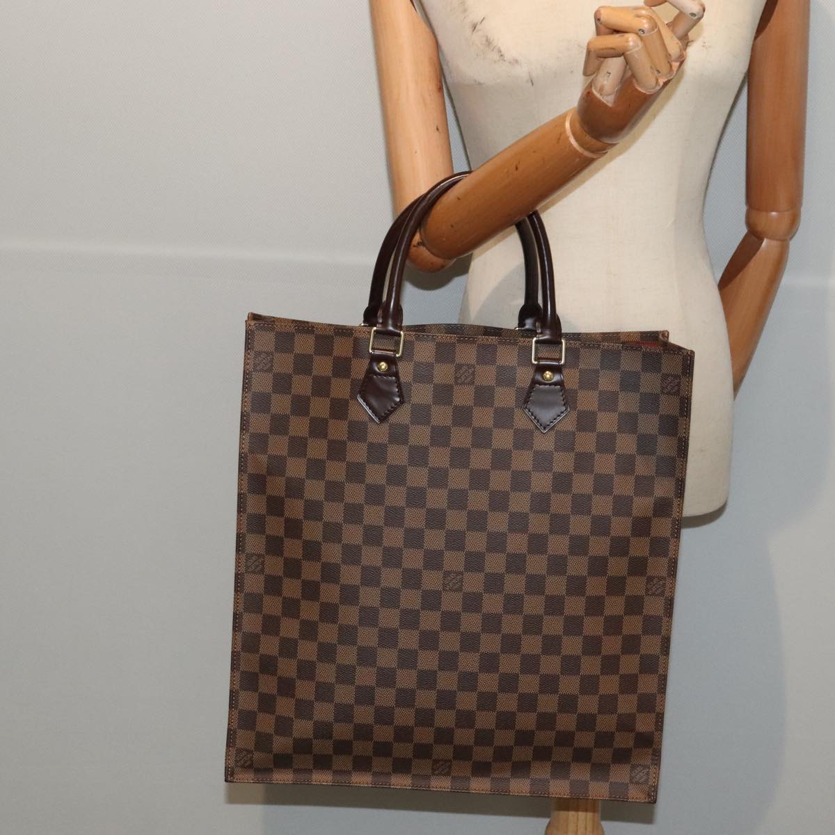 LOUIS VUITTON Damier Ebene Sac Plat Hand Bag N51140 LV 88919A