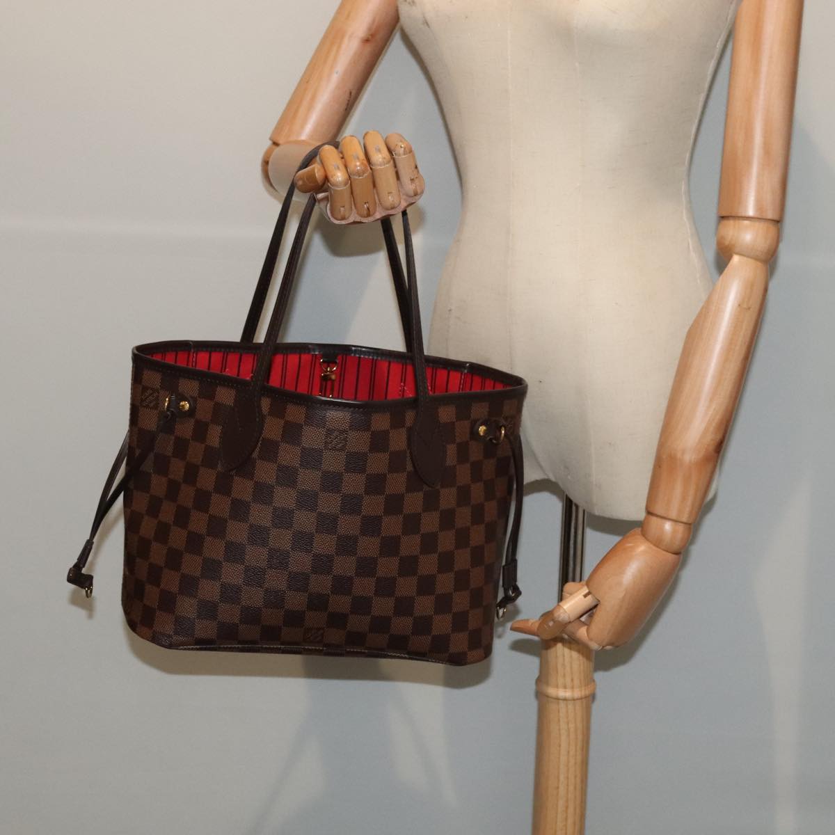 LOUIS VUITTON Damier Ebene Neverfull PM Tote Bag N51109 LV 88920