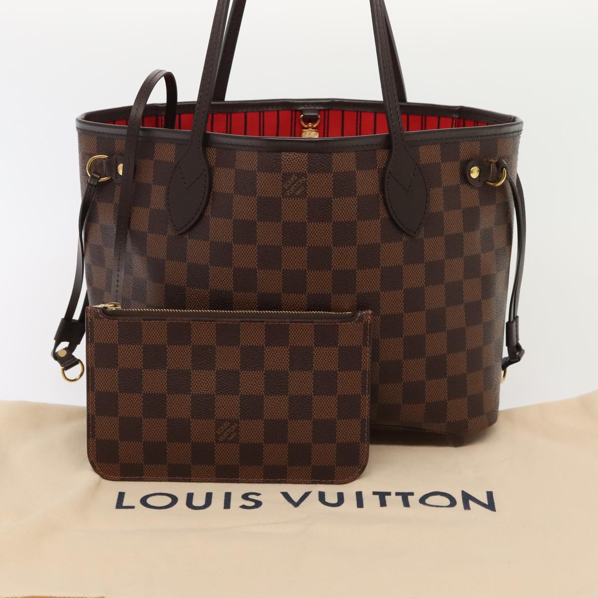LOUIS VUITTON Damier Ebene Neverfull PM Tote Bag N51109 LV 88920