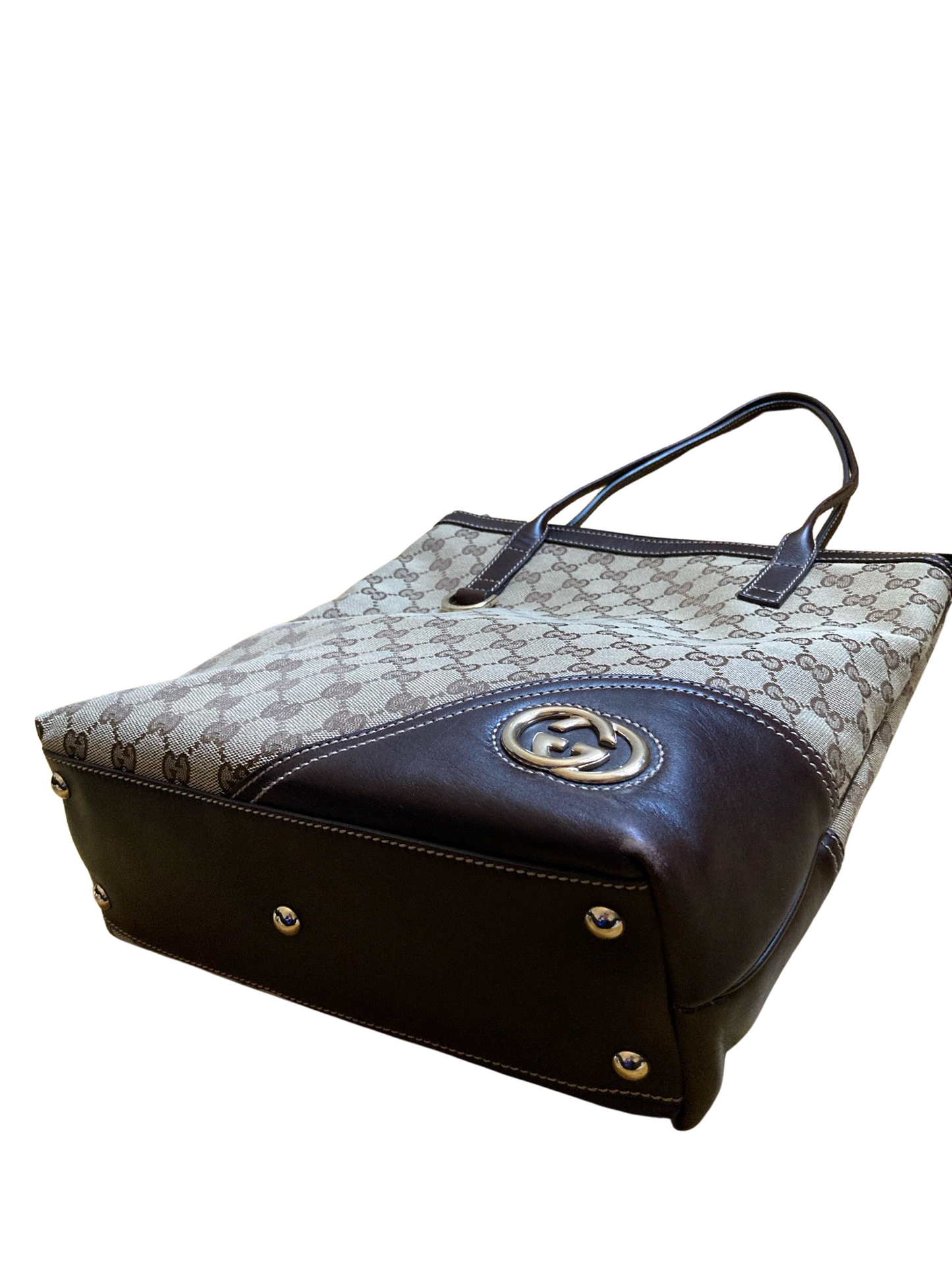 Luxury Gucci Abbey Jacquard & Leather Tote Bag