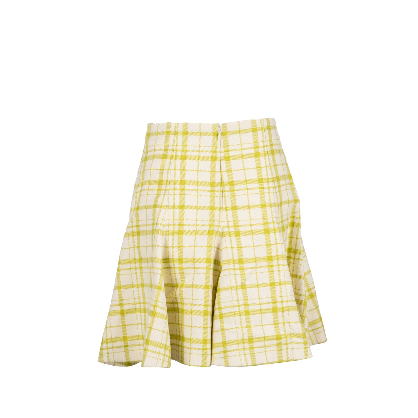 Luxury Dior Size 36 Pop Check Skirt Virgin Wool Light Green/ White