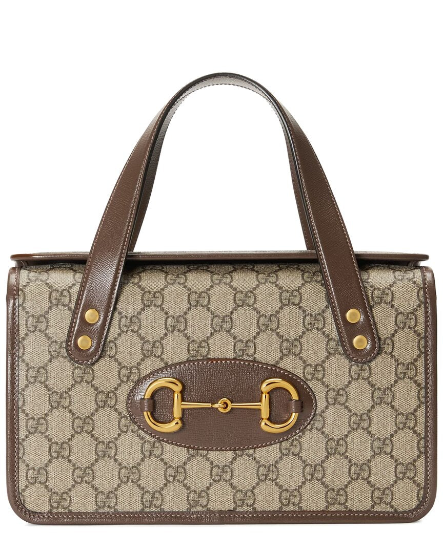 Luxury Gucci Trending 2025 Horsebit 1955 Small GG Supreme Canvas & Leather Tote