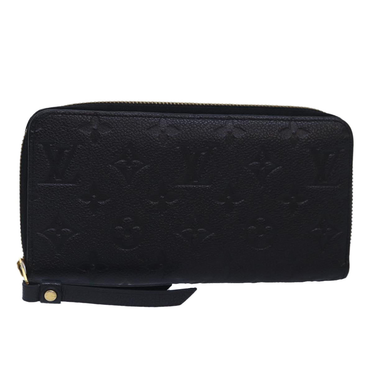 LOUIS VUITTON Monogram Empreinte Zippy Wallet Black M61864 LV 89010A