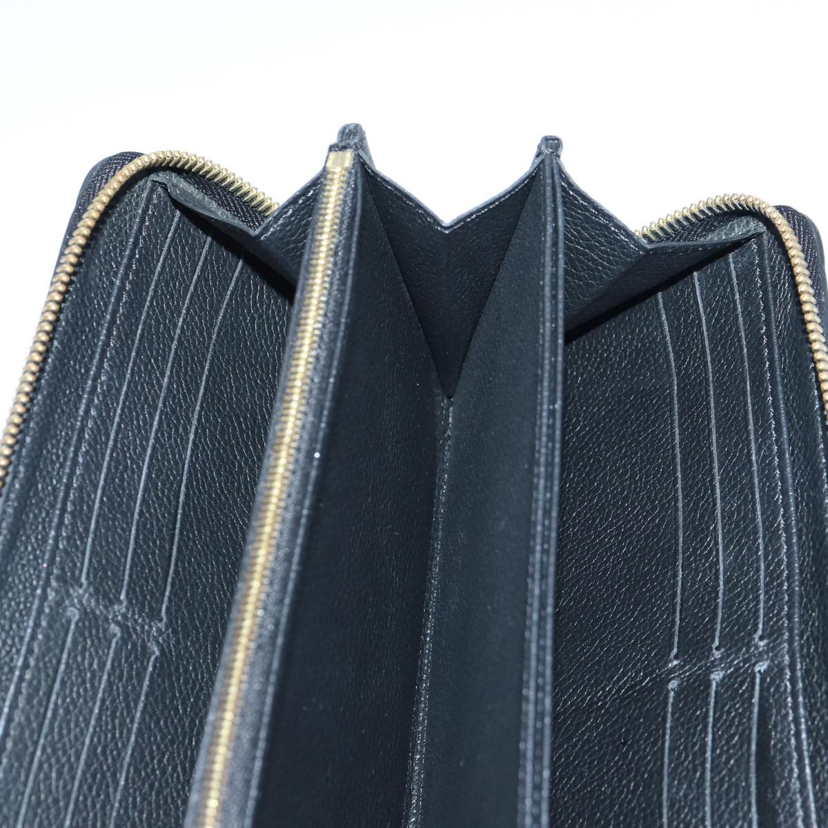 LOUIS VUITTON Monogram Empreinte Zippy Wallet Black M61864 LV 89010A