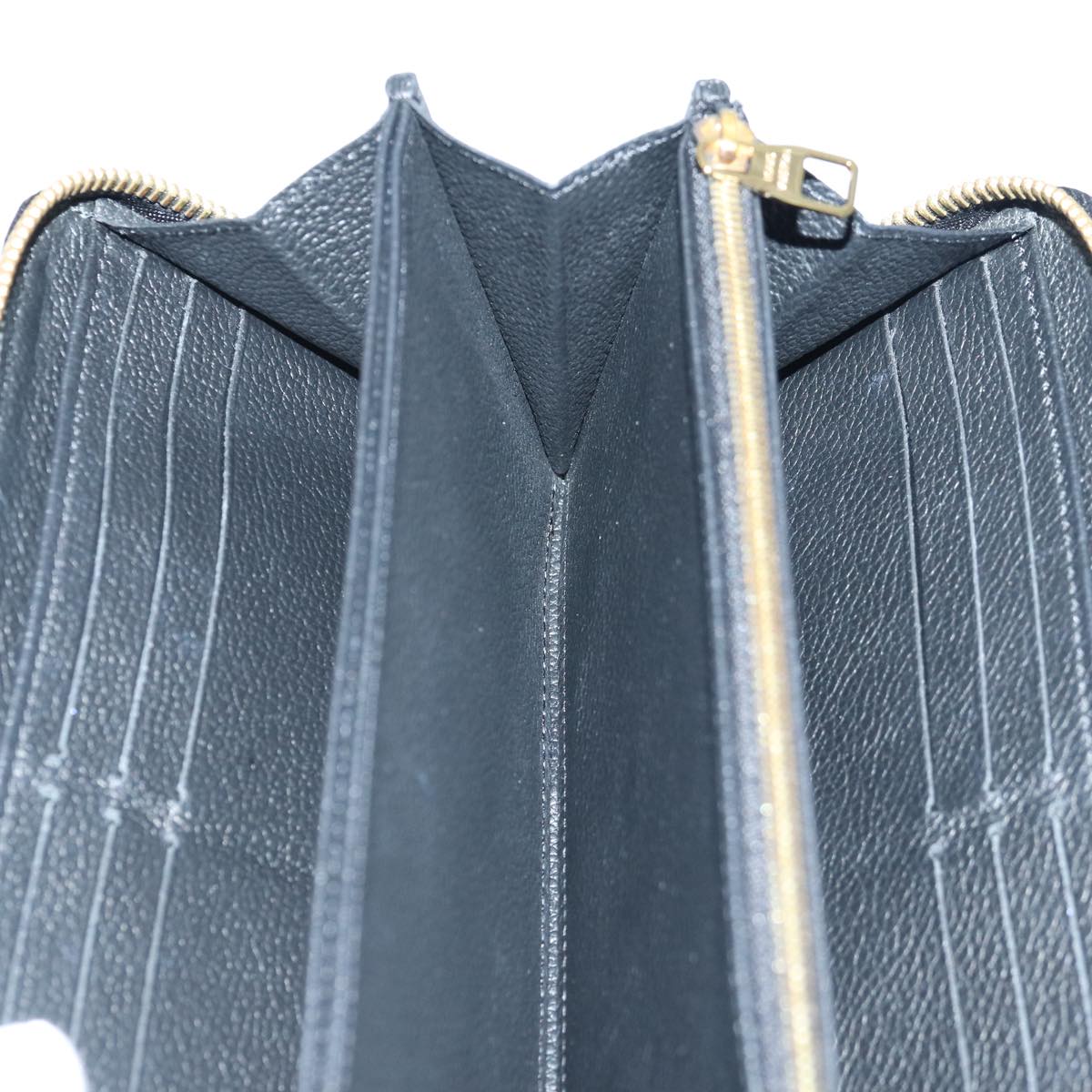 LOUIS VUITTON Monogram Empreinte Zippy Wallet Black M61864 LV 89010A