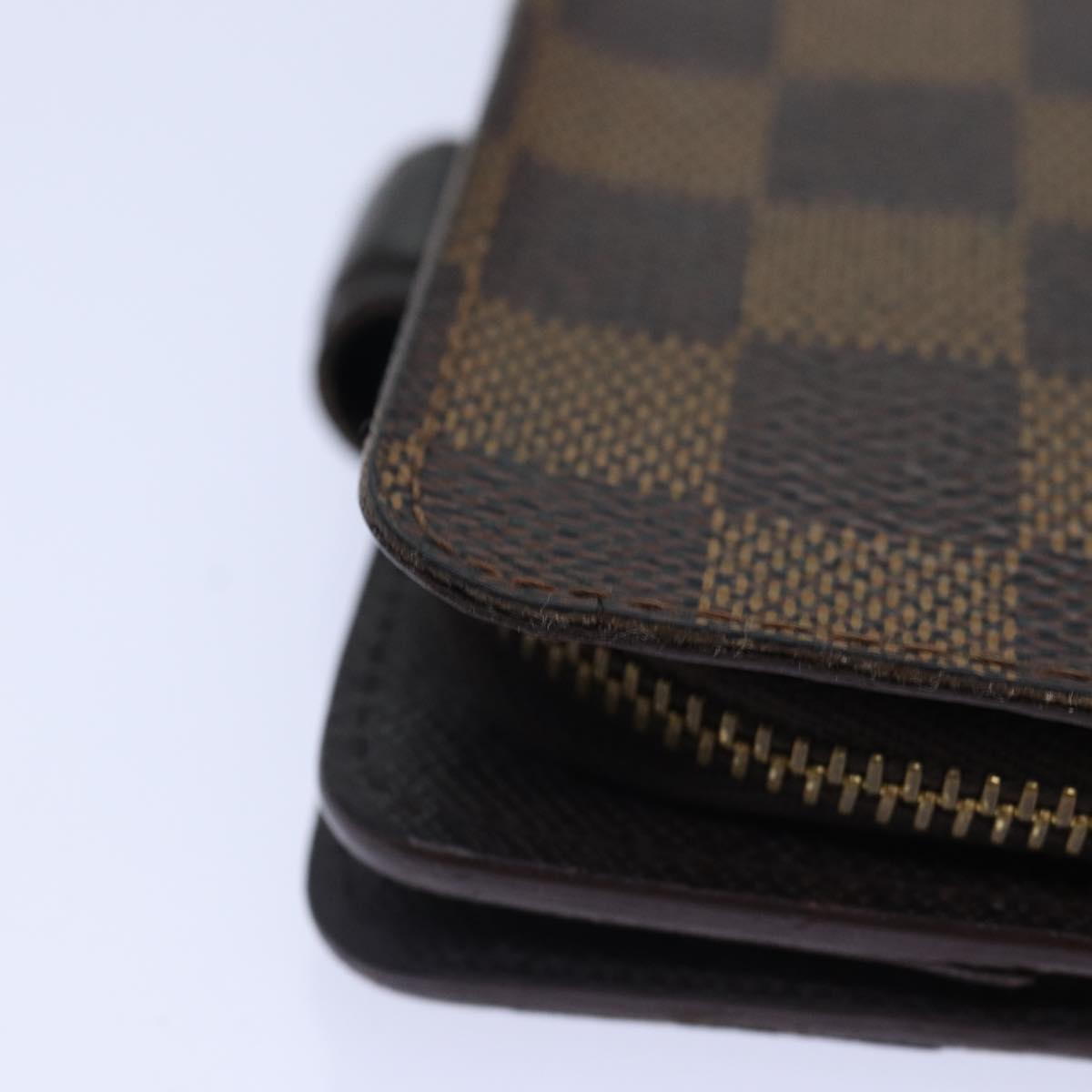 LOUIS VUITTON Damier Ebene Compact Zip Wallet N61668 LV 89019
