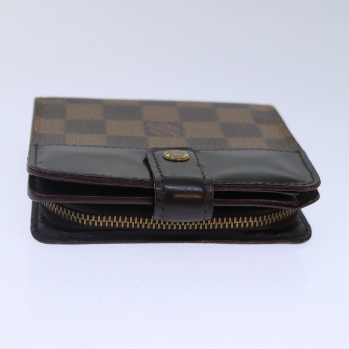 LOUIS VUITTON Damier Ebene Compact Zip Wallet N61668 LV 89019
