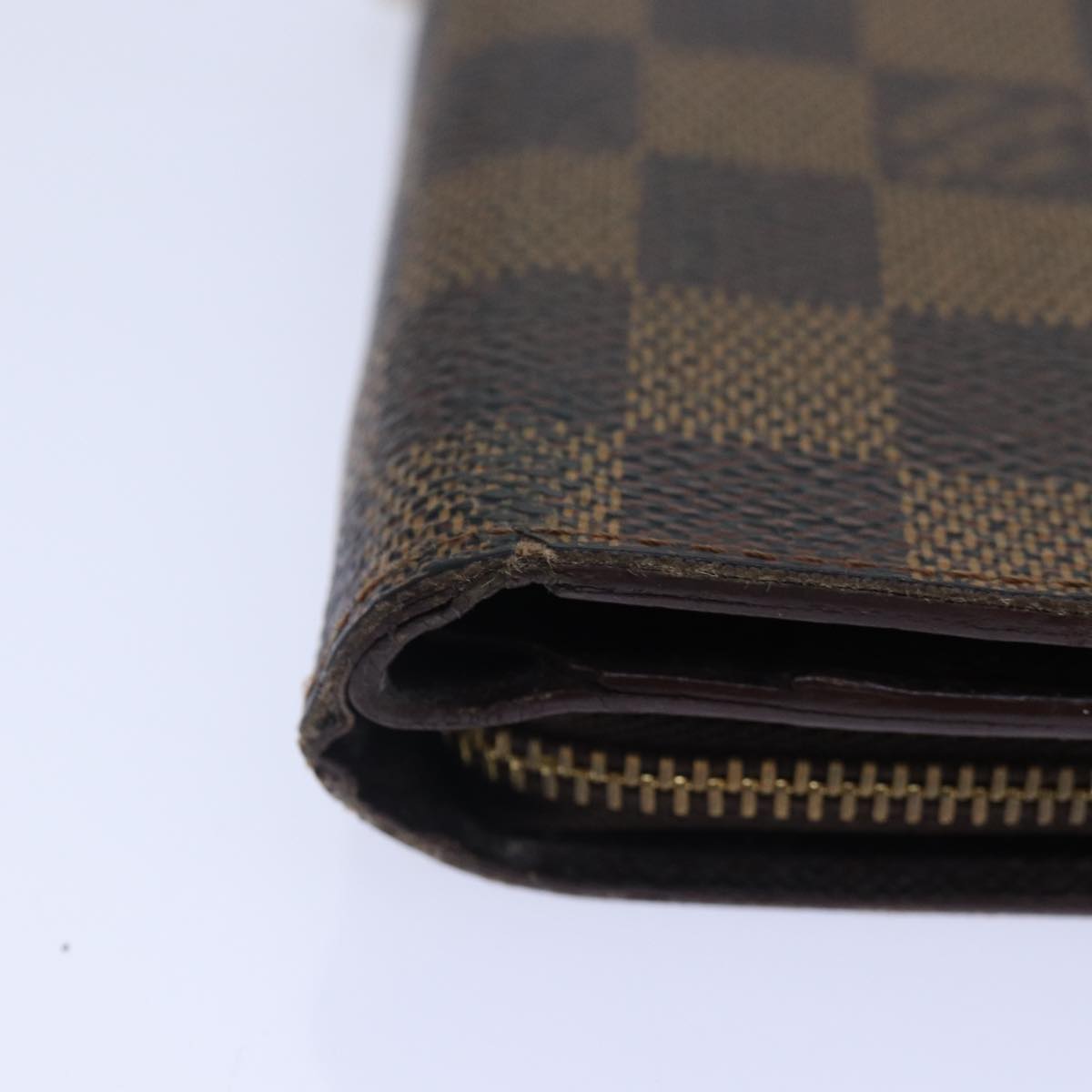 LOUIS VUITTON Damier Ebene Compact Zip Wallet N61668 LV 89019