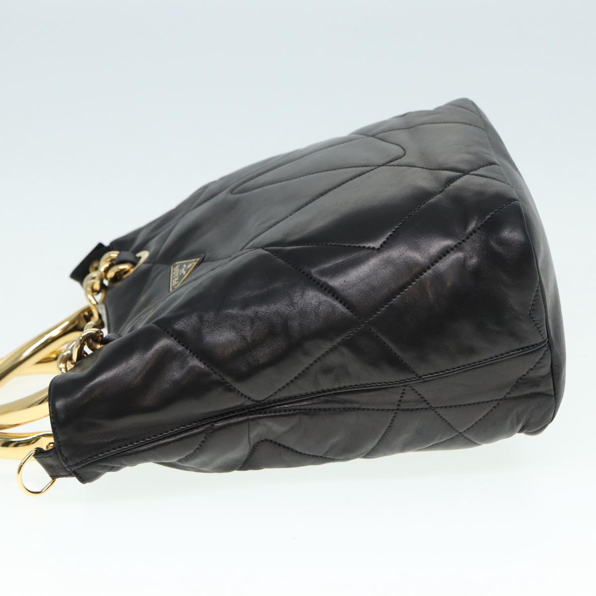 Luxury Prada Hand Bag Leather Black Gold  89038