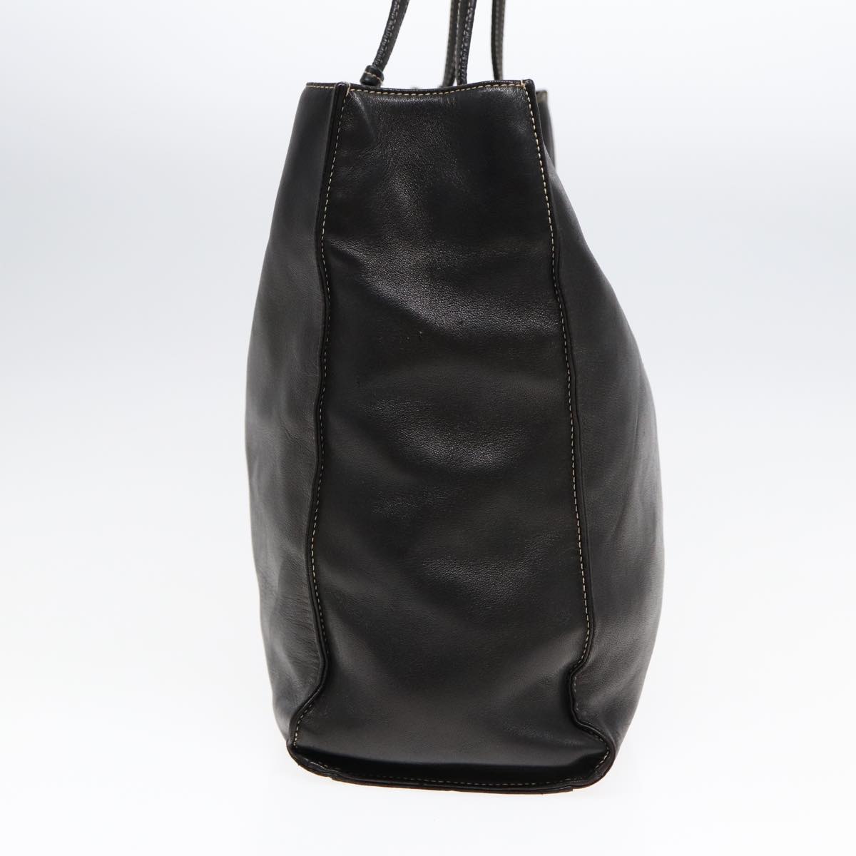 Luxury Prada Tote Bag Leather Black Silver  89039