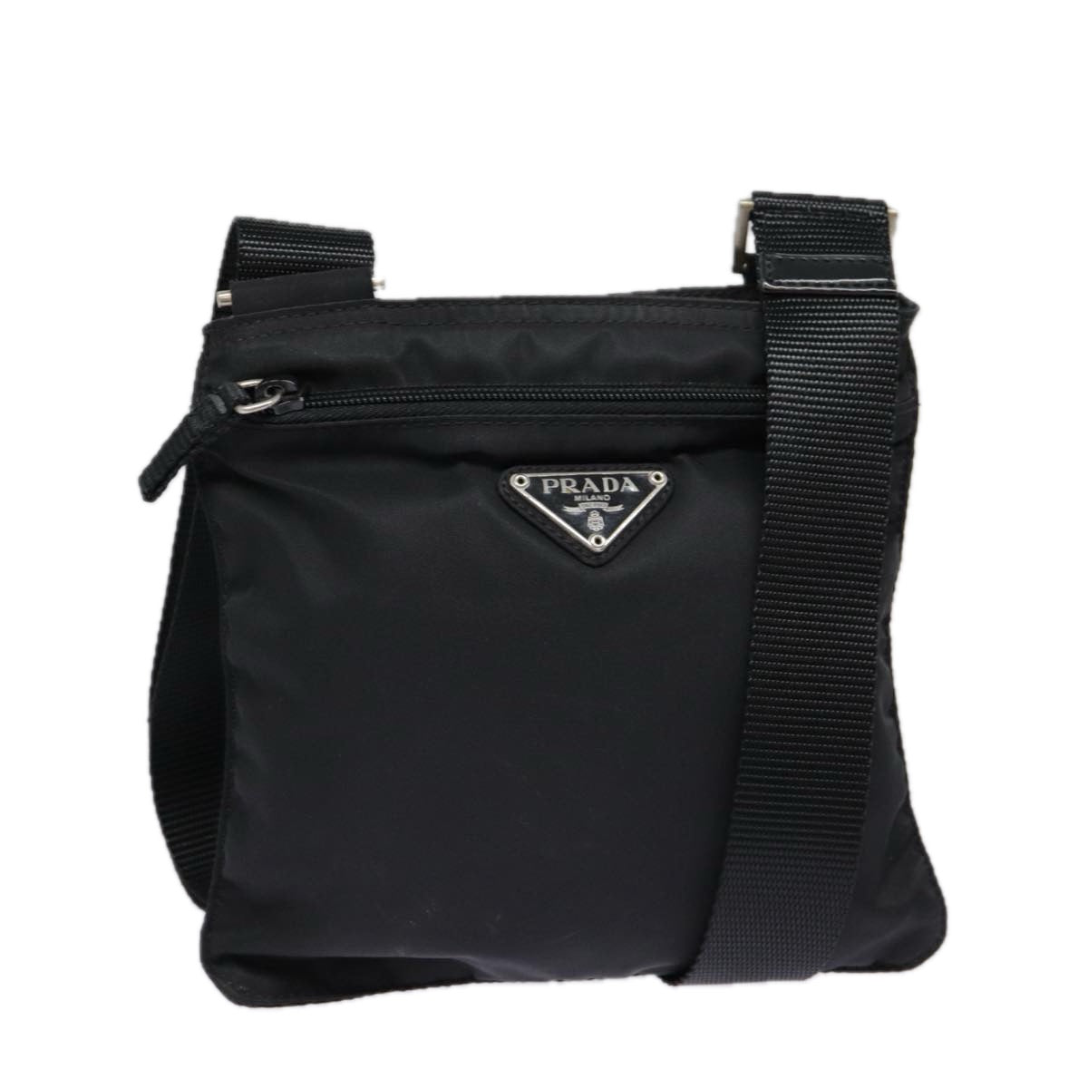 Luxury Prada Shoulder Bag Nylon Black Silver  89042