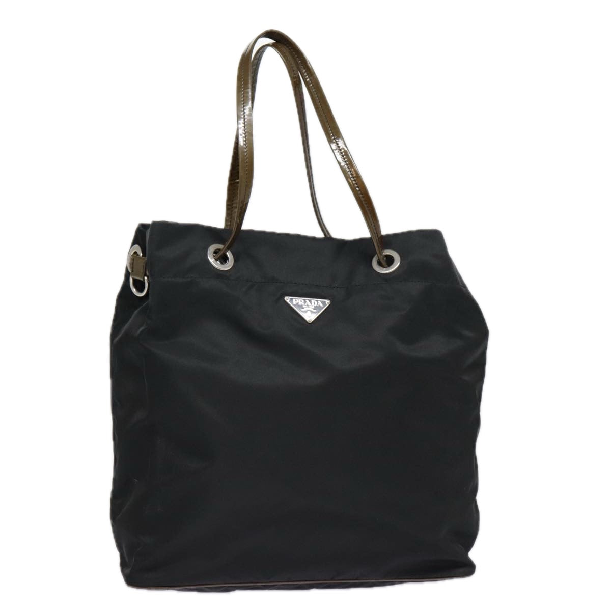 Luxury Prada Tote Bag Nylon Black Brown Silver  89044