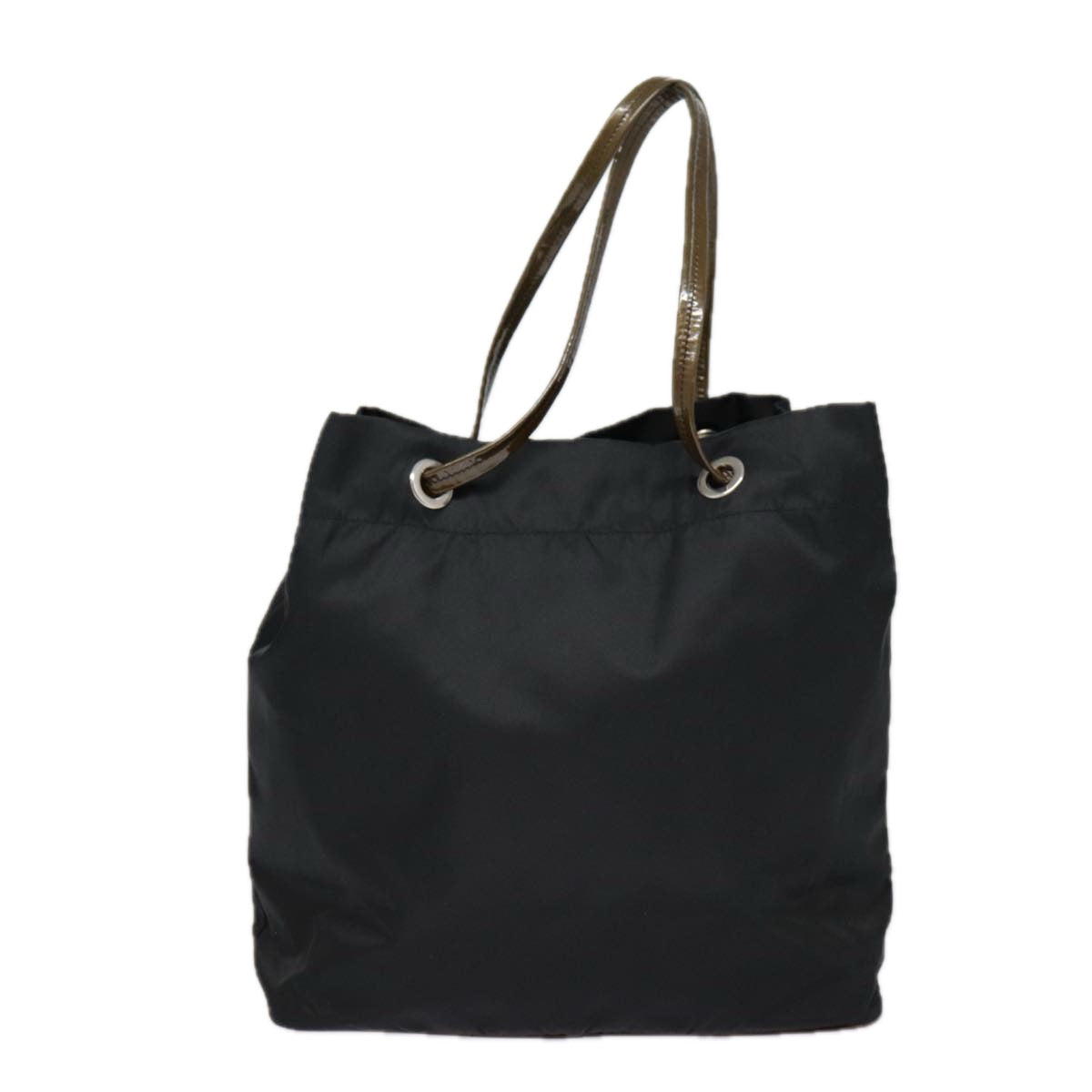 Luxury Prada Tote Bag Nylon Black Brown Silver  89044