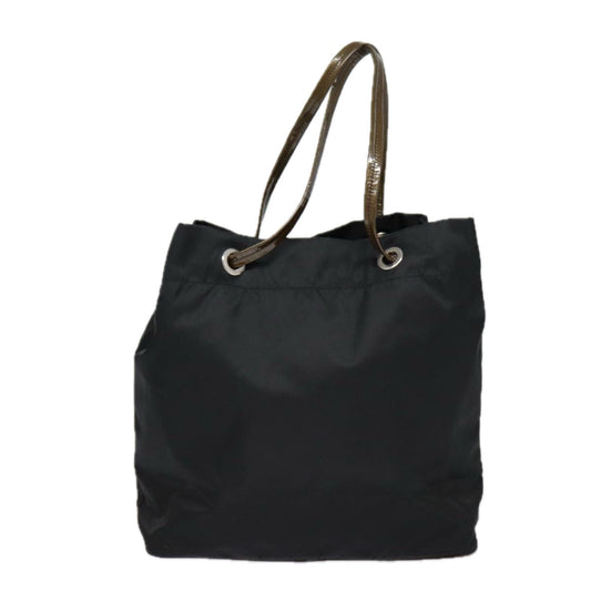 Luxury Prada Tote Bag Nylon Black Brown Silver  89044