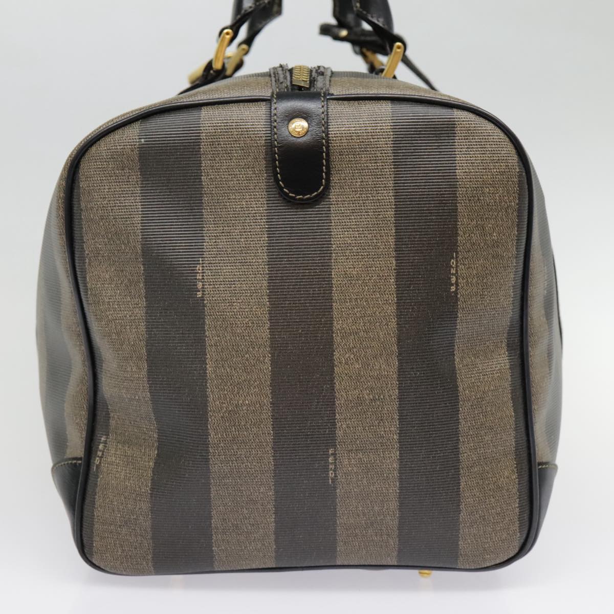 Luxury Fendi Pecan Canvas Boston Bag Brown Black gold89050