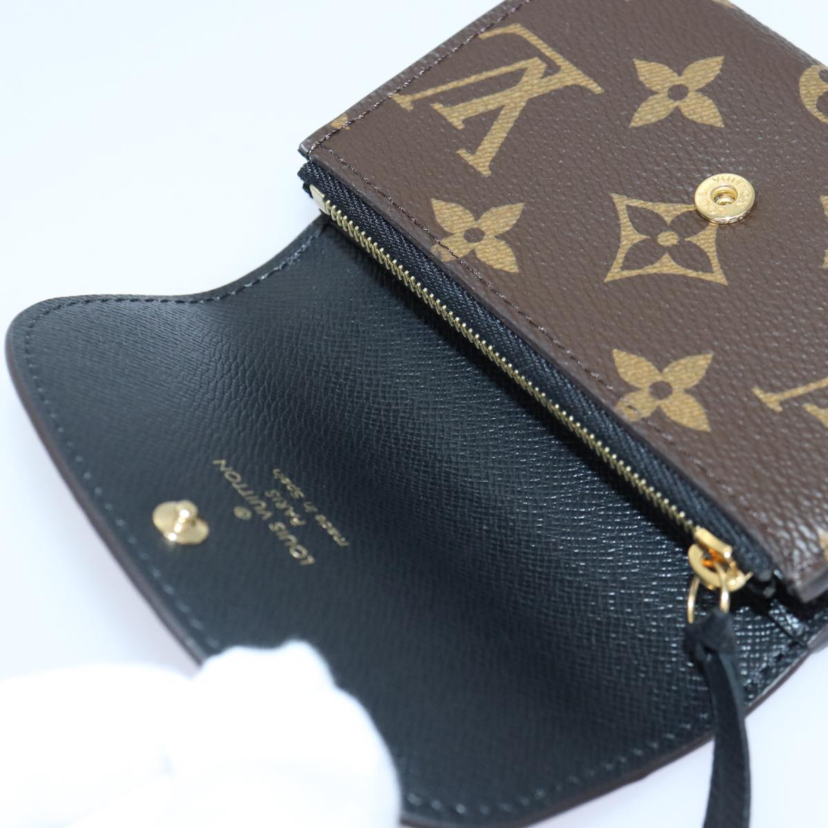 LOUIS VUITTON Monogram Reverse Porte Monnaie Rosary Purse M82333 LV 89054A