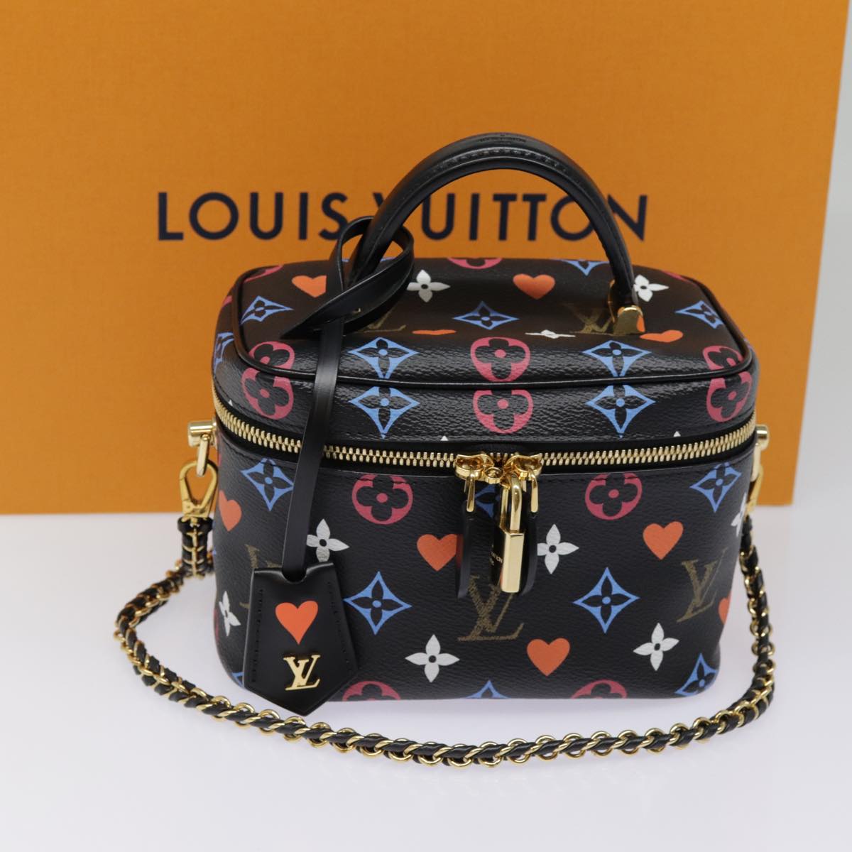 LOUIS VUITTON Monogram Game On Vanity PM Hand Bag Black M57482 LV 89082S