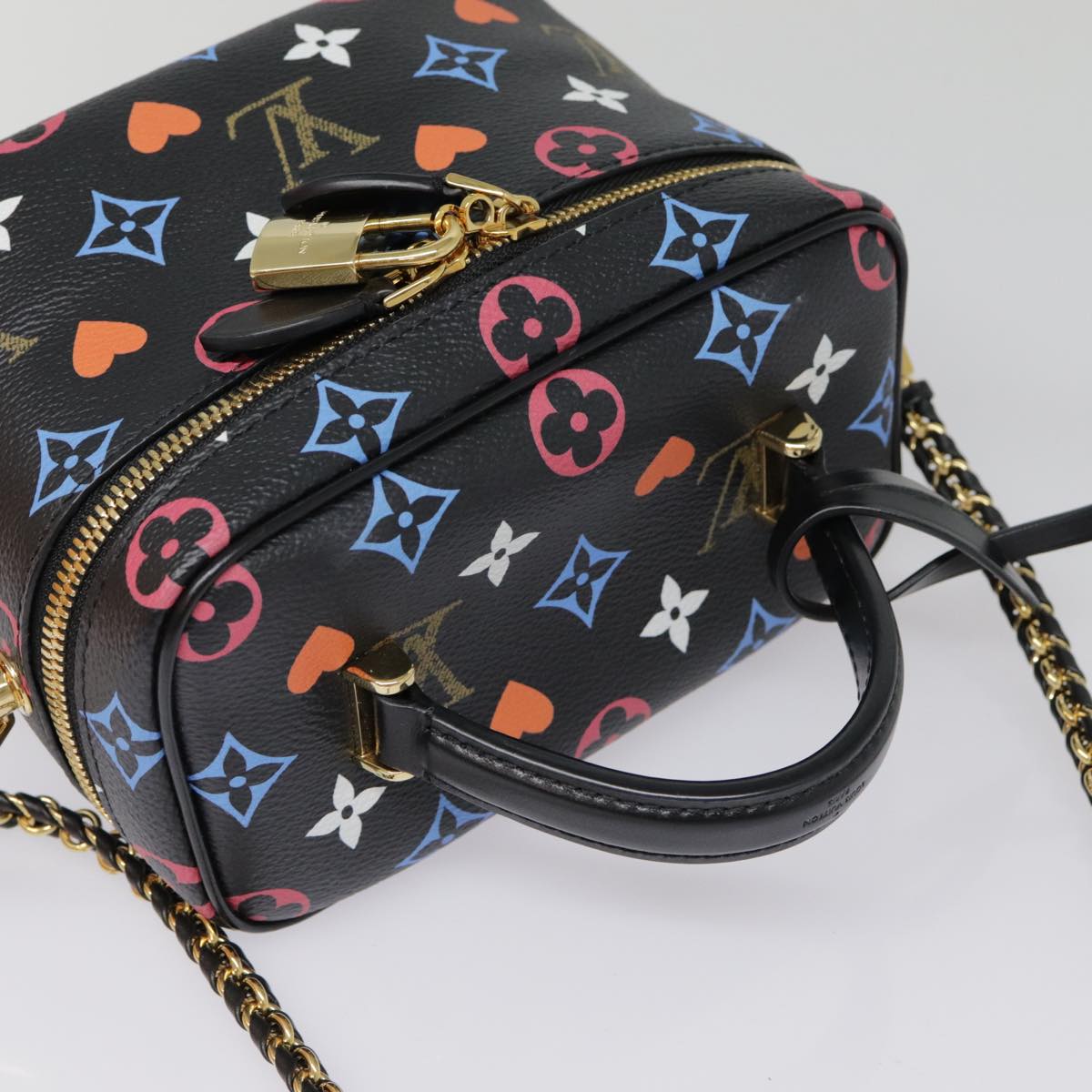 LOUIS VUITTON Monogram Game On Vanity PM Hand Bag Black M57482 LV 89082S