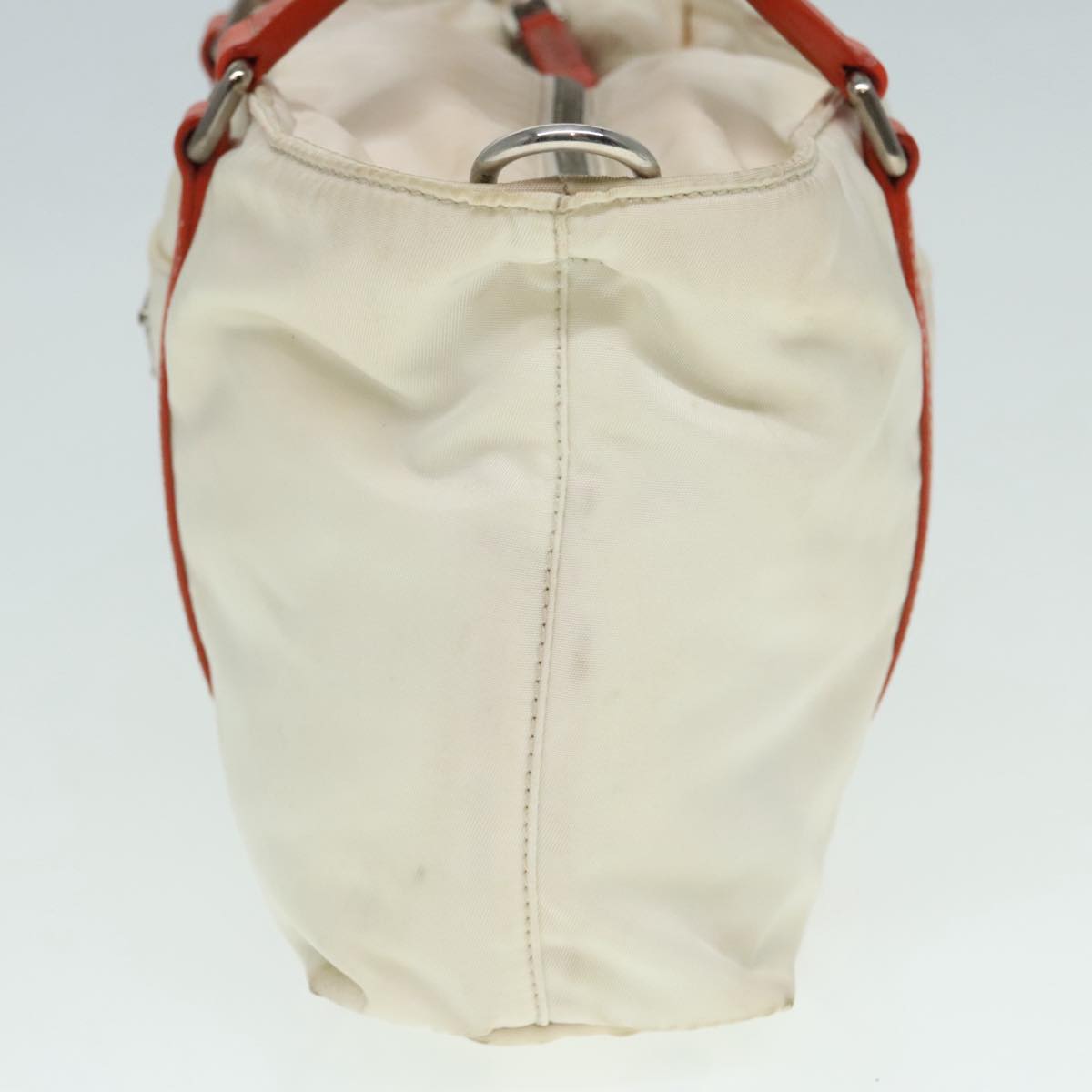 Luxury Prada Hand Bag Nylon 2way Cream Silver  89096