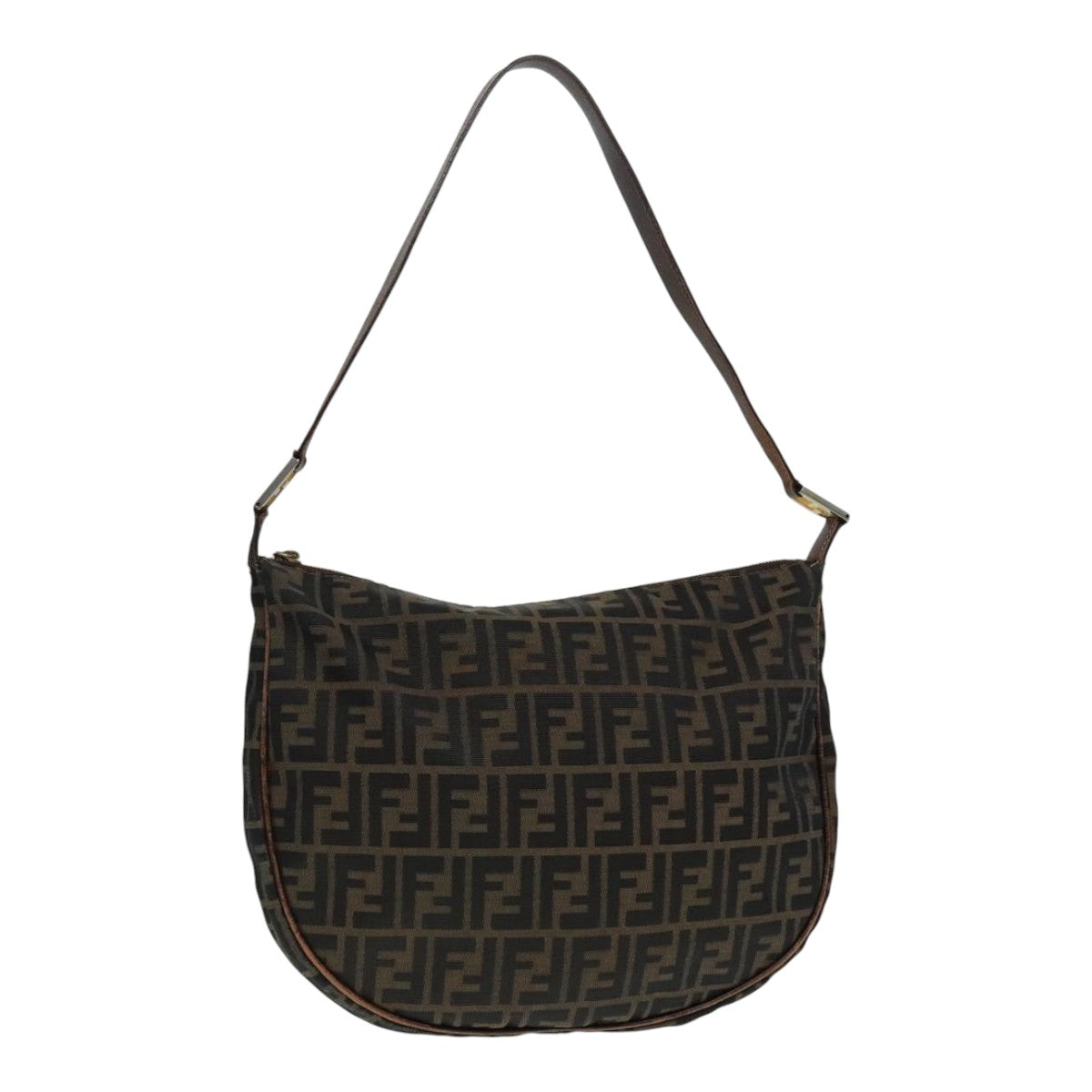 Luxury Fendi Zucca Canvas Shoulder Bag Brown Black gold89097