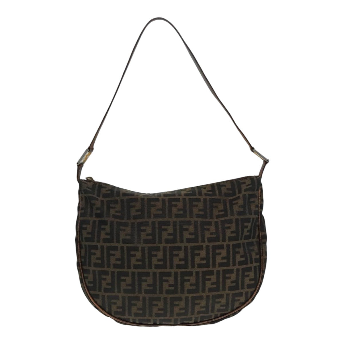 Luxury Fendi Zucca Canvas Shoulder Bag Brown Black gold89097