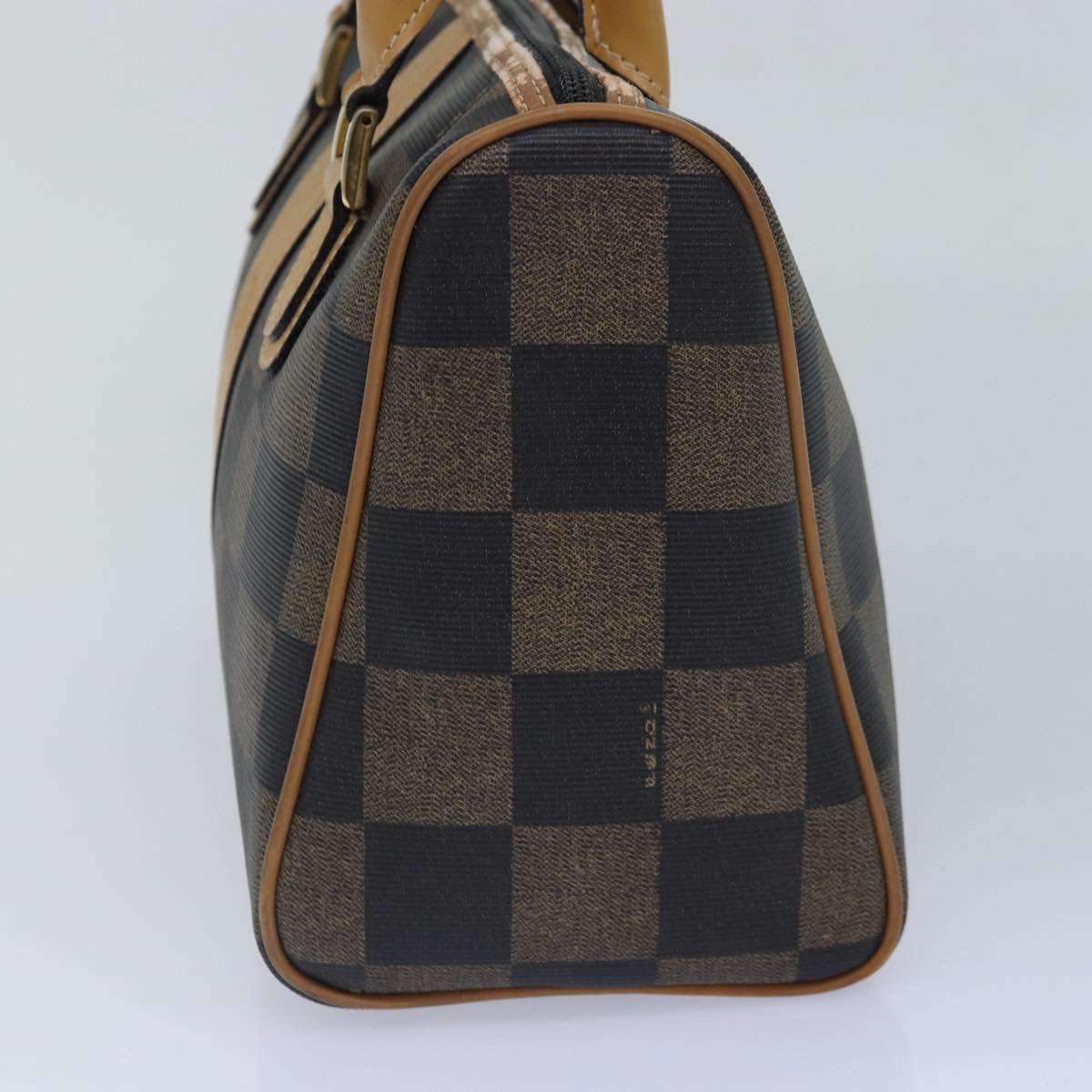 Luxury Fendi Pecan Canvas Boston Bag Brown Black gold89110