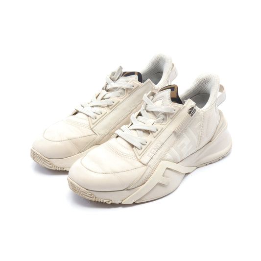 Luxury Fendi FLOW Flow Sneakers Leather Canvas Ivory