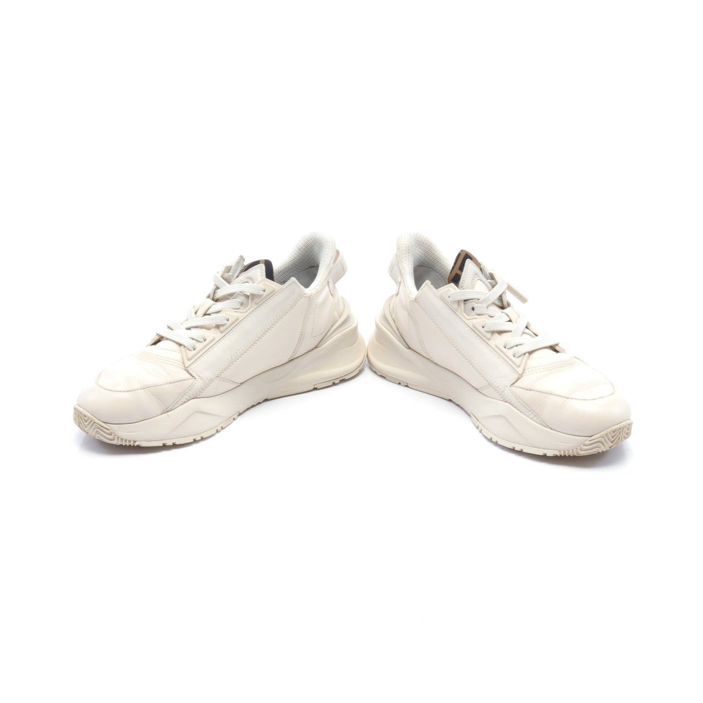 Luxury Fendi FLOW Flow Sneakers Leather Canvas Ivory