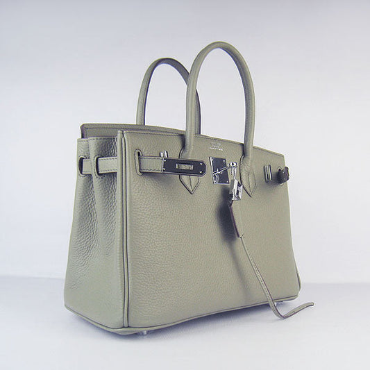 Luxury Hermes Birkin 30cm Togo Leather Handbags Dark Grey Silver