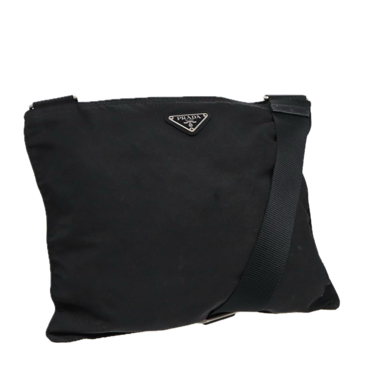 Luxury Prada Shoulder Bag Nylon Black Silver  89130