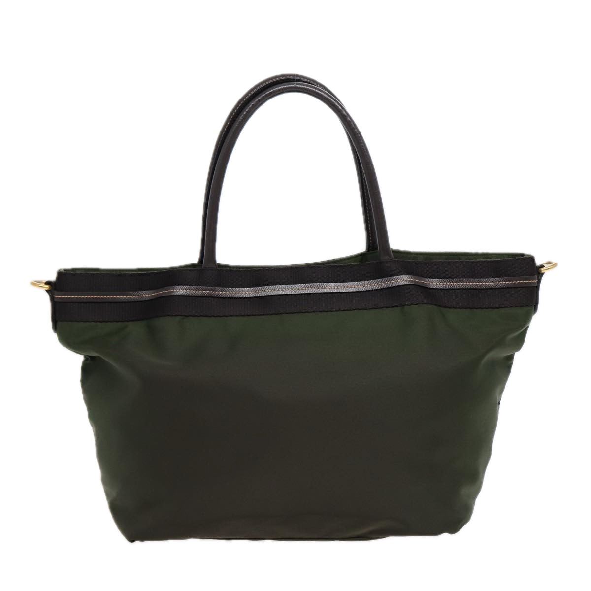 Luxury Prada Hand Bag Nylon 2way Khaki Gold  89132