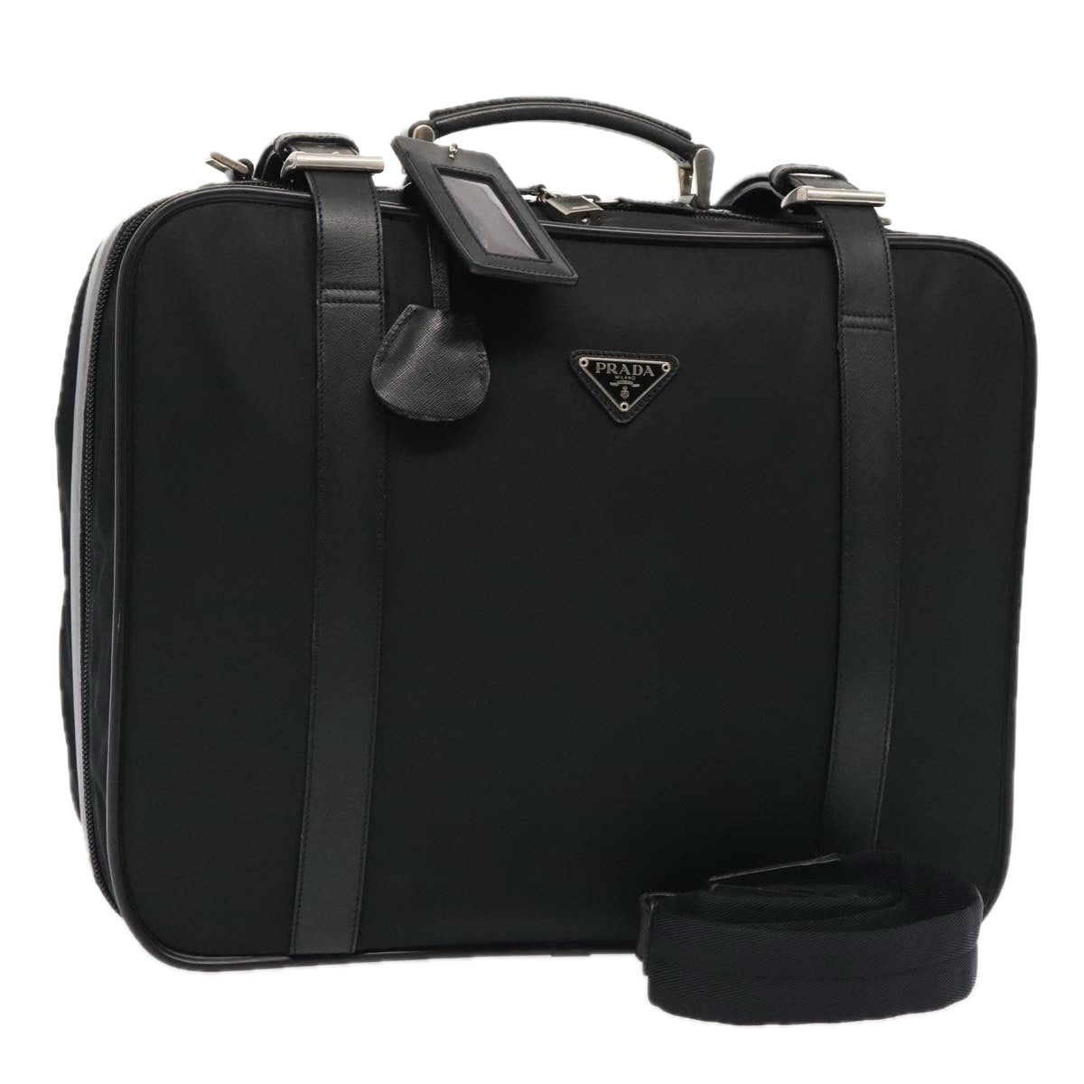 Luxury Prada Business Bag Nylon 2way Black Silver  89133
