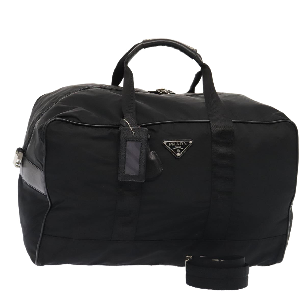 Luxury Prada Boston Bag Nylon 2way Black Silver  89134