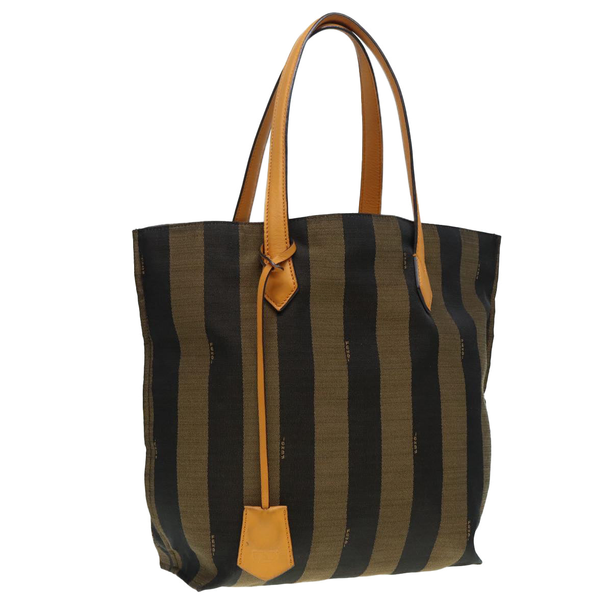 Luxury Fendi Pecan Canvas Tote Bag Brown Black gold89144