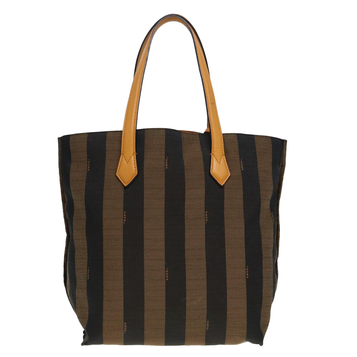 Luxury Fendi Pecan Canvas Tote Bag Brown Black gold89144